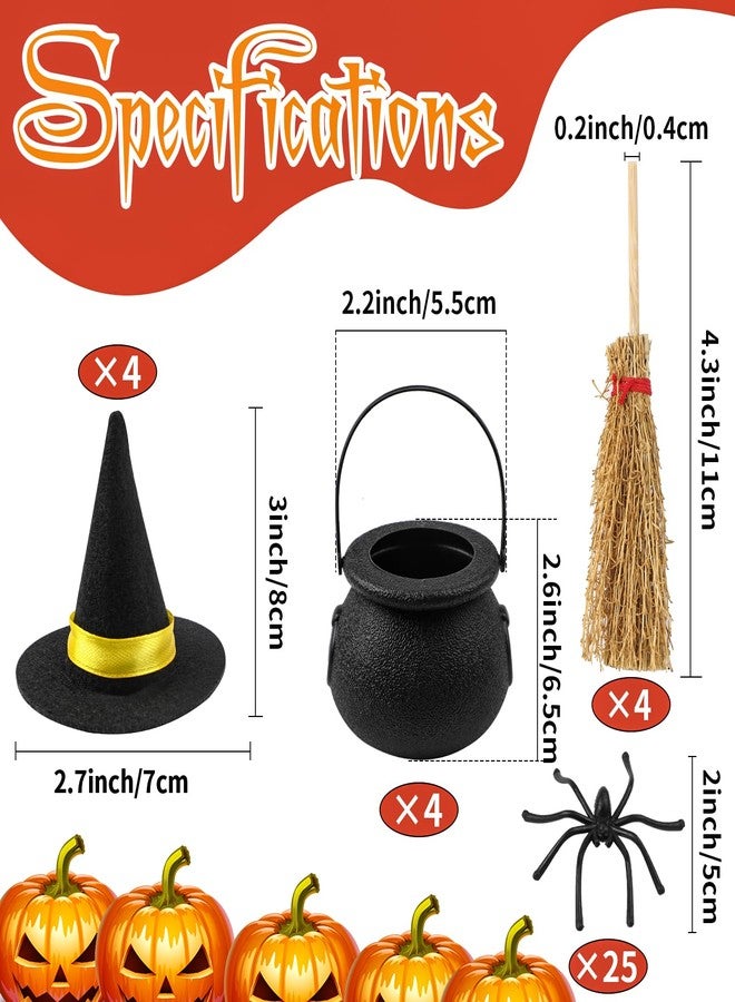 FOIMAS 37pcs Mini Witch Hats Black Candy Cauldron and Witch Brooms for Halloween Craft Accessories Table Decoration Supply - Image 2